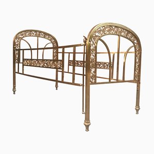 Antique Victorian Style French Brass and Bronze Cradle-NOU-709479