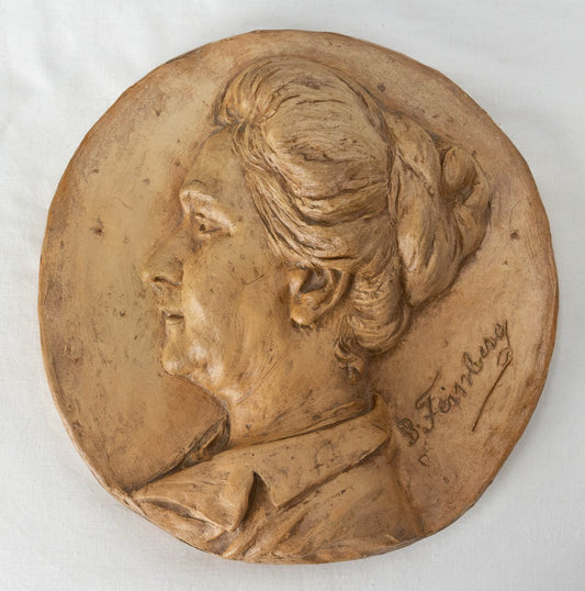 Antique Wall Plaque Sculpture of Woman by B. Feinberg