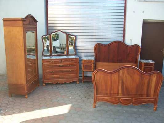 Antique Walnut Bedroom Set, 1890s, Set of 4-WQQ-660337