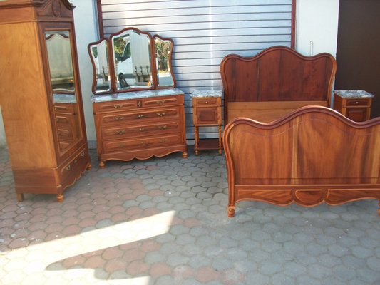 Antique Walnut Bedroom Set, 1890s, Set of 4-WQQ-660337