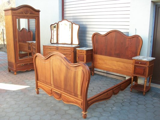 Antique Walnut Bedroom Set, 1890s, Set of 4-WQQ-660337