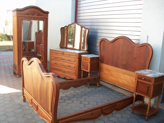 Antique Walnut Bedroom Set, 1890s, Set of 4-WQQ-660337