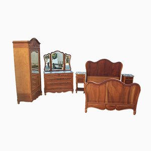 Antique Walnut Bedroom Set, 1890s, Set of 4-WQQ-660337