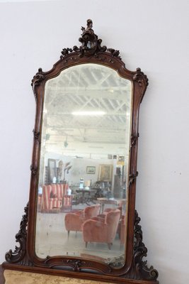 Antique Walnut Console Table with Mirror, 1880-DCO-933340