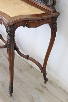 Antique Walnut Console Table with Mirror, 1880-DCO-933340