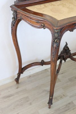 Antique Walnut Console Table with Mirror, 1880-DCO-933340