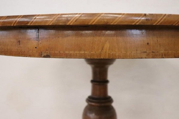 Antique Walnut Inlay Center Table, 1850s-DCO-1370906