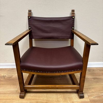 Antique Walnut & Leather Fireside Chairs by Alfred Loos, Vienna, 1930s, Set of 4-ALF-2033593