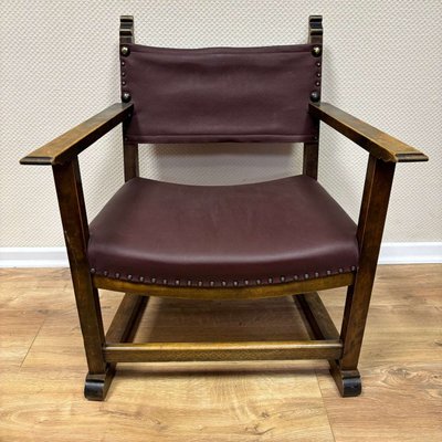 Antique Walnut & Leather Fireside Chairs by Alfred Loos, Vienna, 1930s, Set of 4-ALF-2033593