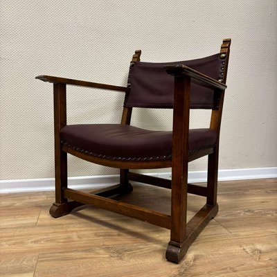 Antique Walnut & Leather Fireside Chairs by Alfred Loos, Vienna, 1930s, Set of 4-ALF-2033593