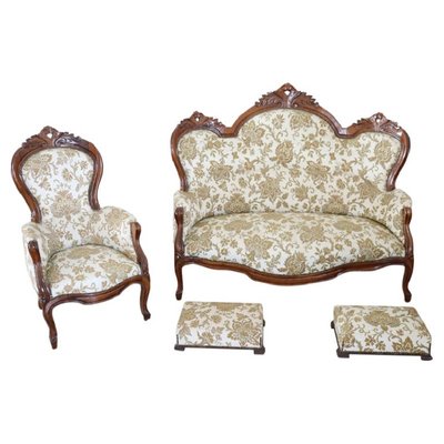 Antique Walnut Living Room Set, 1845, Set of 4-DCO-1320149