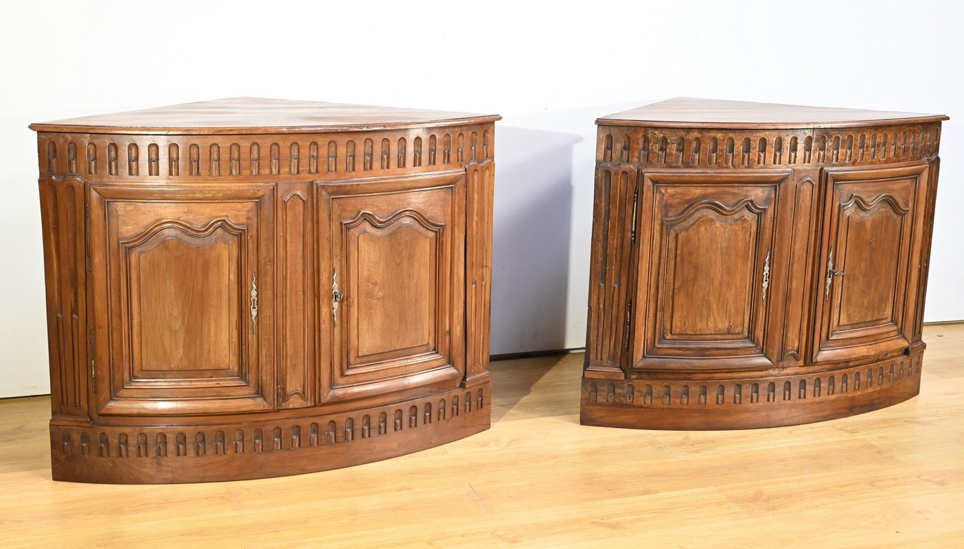 Antique Walnut Property Corners, Set of 2