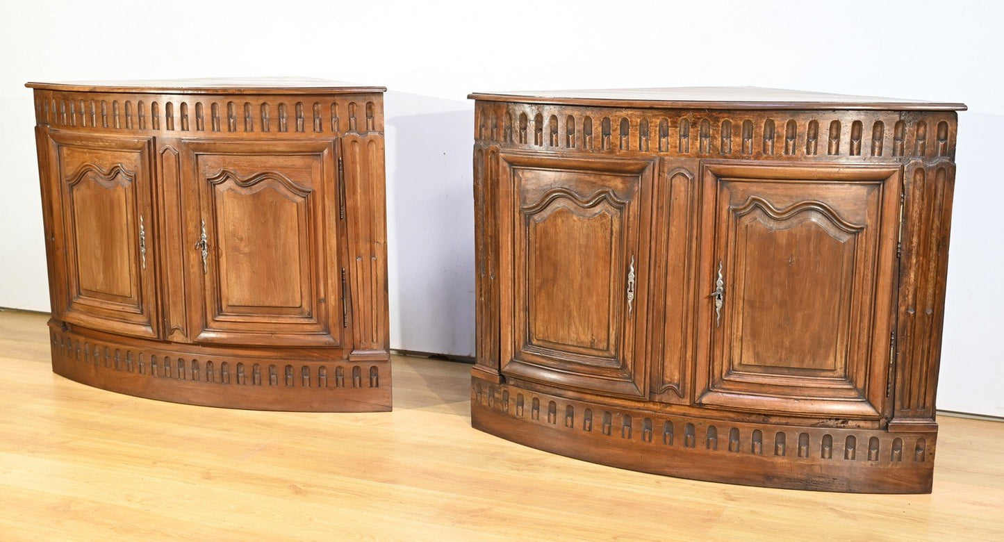 Antique Walnut Property Corners, Set of 2