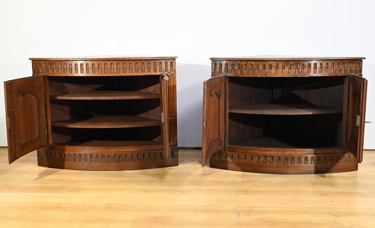 Antique Walnut Property Corners, Set of 2