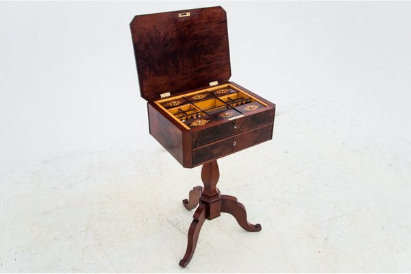 Antique Walnut Thread Table, Western Europe, 1890s-BXB-985401