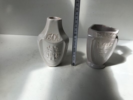 Antique White Ceramic Commemorative Vases by Hermann August Kähler, 1900s, Set of 2-LCR-934798