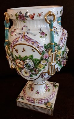 Antique White Glazed Porcelain Vase with Floral Decoration-HOI-874398