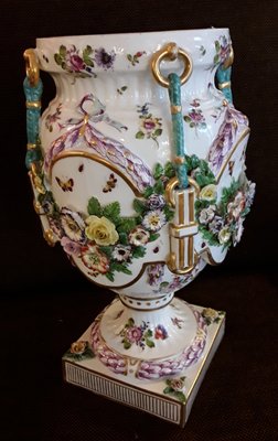 Antique White Glazed Porcelain Vase with Floral Decoration-HOI-874398