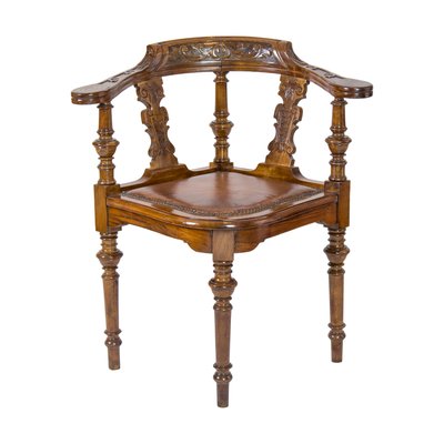 Antique Wilhelminian Corner Chair in Walnut-WFJ-1398165