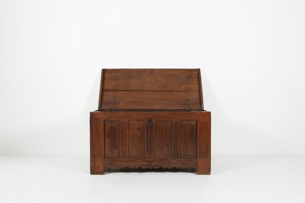 Antique William III Oak Linen Chest Trunk, 18th Century-YSY-1107355