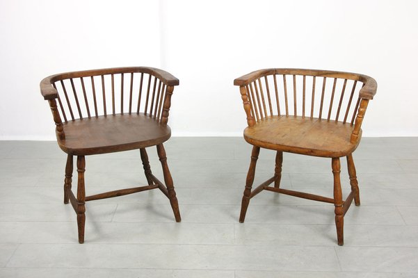 Antique Windsor Chairs with Low Back, Set of 2-HGJ-1318632