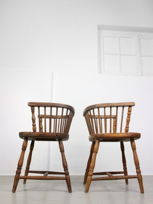 Antique Windsor Chairs with Low Back, Set of 2-HGJ-1318632