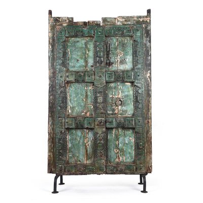 Antique Wood Door on Steel Base-NQ-624709