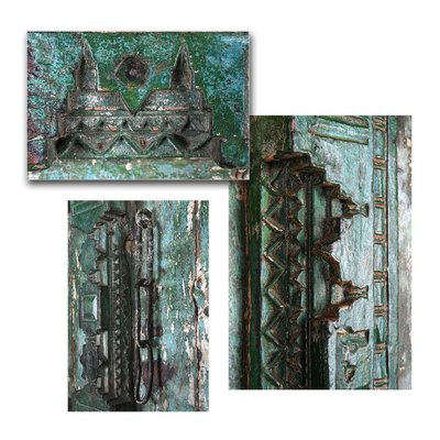 Antique Wood Door on Steel Base-NQ-624709