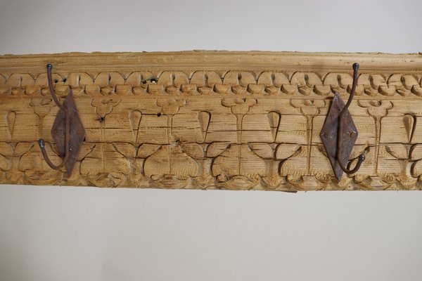 Antique Wood Handcarved Wall Coat Rack, 1890s-UZN-1804122