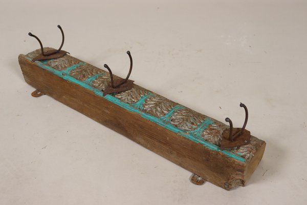 Antique Wood Handcarved Wall Coat Rack, 1890s-UZN-1804124