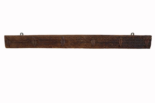 Antique Wood Handcarved Wall Coat Rack, 1890s-UZN-1804118