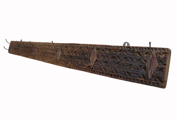 Antique Wood Handcarved Wall Coat Rack, 1890s-UZN-1804118