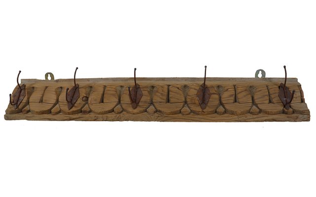 Antique Wood Handcarved Wall Coat Rack, 1890s-UZN-1804121