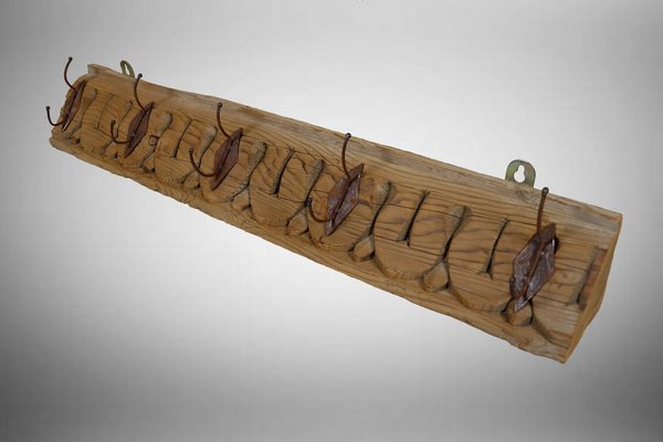 Antique Wood Handcarved Wall Coat Rack, 1890s-UZN-1804121