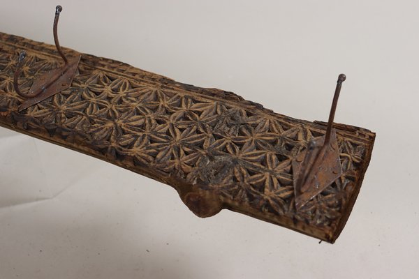 Antique Wood Handcarved Wall Coat Rack, 1890s-UZN-1804119