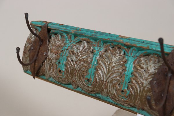 Antique Wood Handcarved Wall Coat Rack, 1890s-UZN-1804124