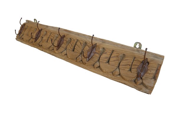 Antique Wood Handcarved Wall Coat Rack, 1890s-UZN-1804121