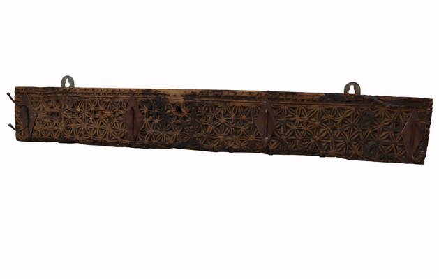 Antique Wood Handcarved Wall Coat Rack, 1890s-UZN-1804119