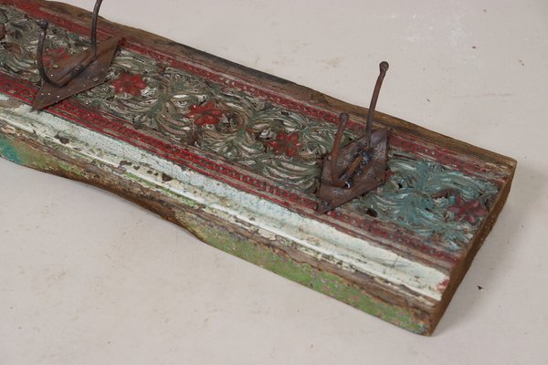 Antique Wood Handcarved Wall Coat Rack, 1890s-UZN-1804127