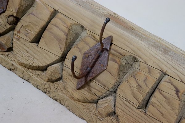 Antique Wood Handcarved Wall Coat Rack, 1890s-UZN-1804121