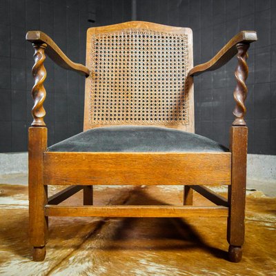 Antique Wood Leather Chair from Vroom & Dreesmann, 1920s-IA-899409