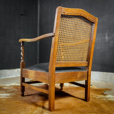 Antique Wood Leather Chair from Vroom & Dreesmann, 1920s-IA-899409