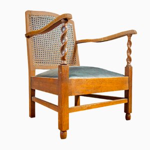 Antique Wood Leather Chair from Vroom & Dreesmann, 1920s-IA-899409