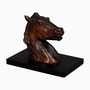 Antique Wooden Carved Horse Paper Weight, 1920s-KJP-1149405