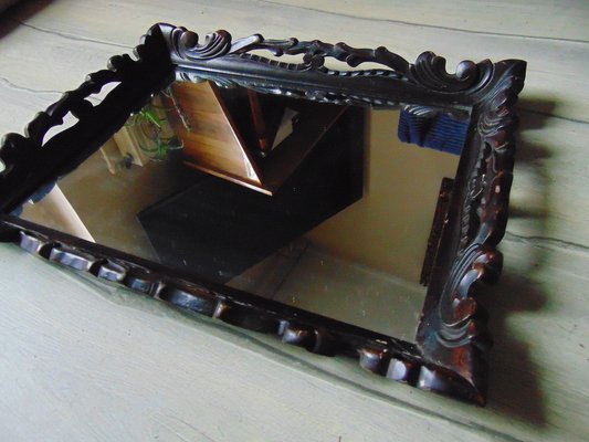 Antique Wooden Carved Tray with Mirror-CAQ-1275930