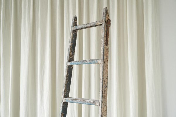 Antique Wooden Ladder in Weathered Paint, 1930s-FEW-2024203