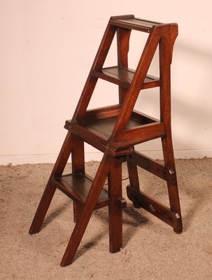 Antique Wooden Library Stepladder-HPU-2035055