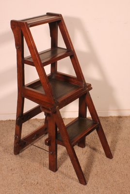 Antique Wooden Library Stepladder-HPU-2035055