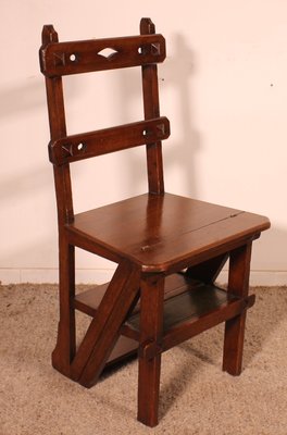 Antique Wooden Library Stepladder-HPU-2035055