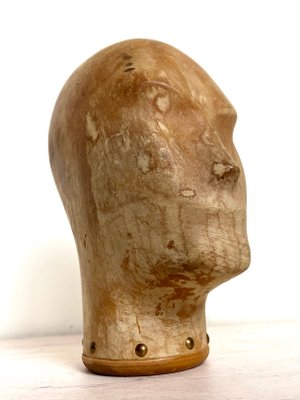 Antique Wooden Milliners Head, 1900s-WZZ-1359282